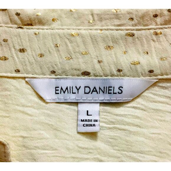 Emily Daniel's Gorgeous Button-up Long Sleeve Midi Dress in Cream/Gold in Large - Picture 6 of 10